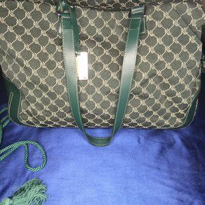 Forest Green Medium Monogram Canvas/Leather Lauren Ralph Lauren Travel Duffle
